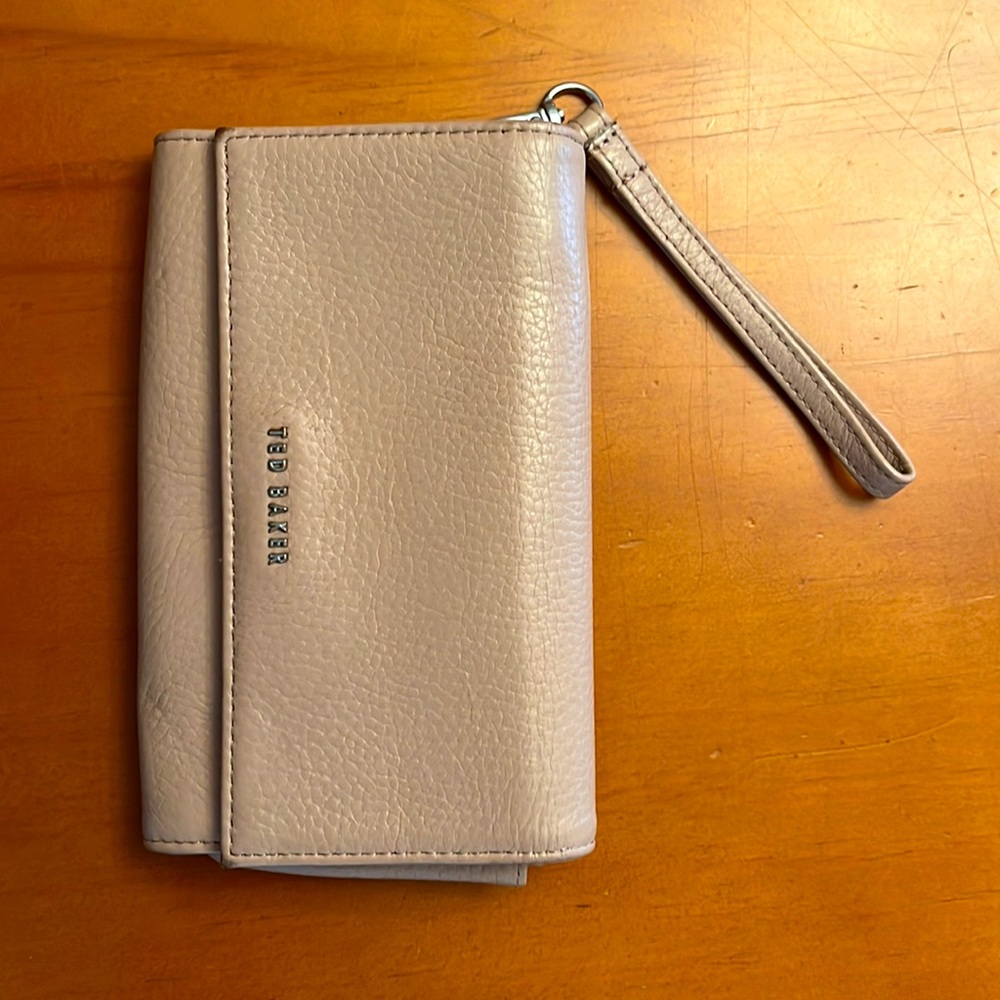 Ted Baker London Beige with a tinge of pink Holli Textured Leather wristlet